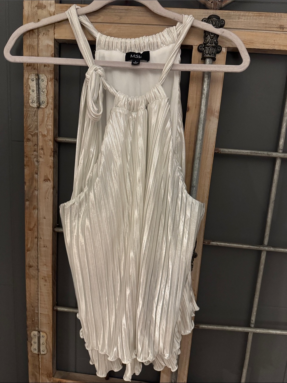 MSK Ivory Pleated Halter Camisole